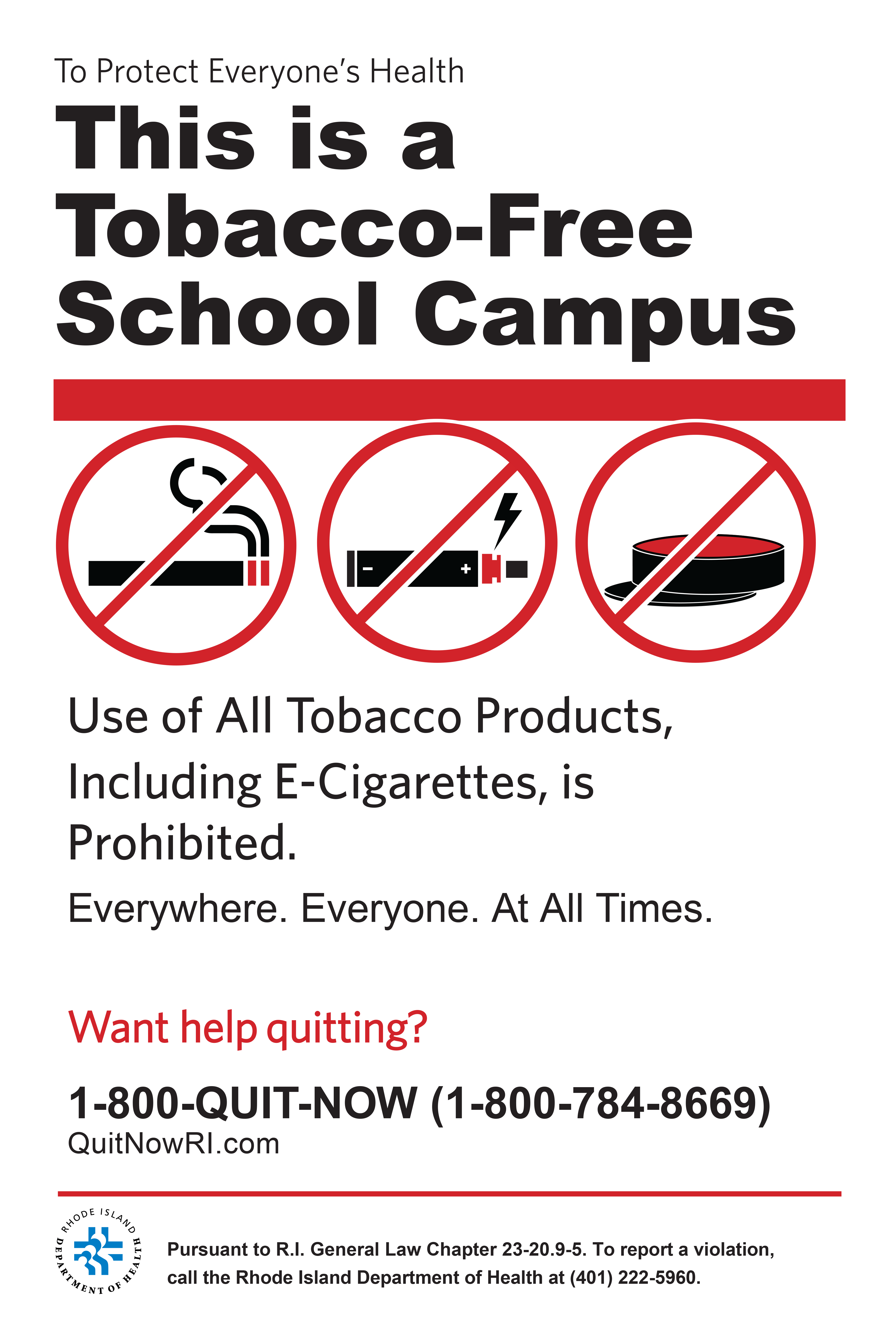 This is a Tobacco Free School Campus - cardstock