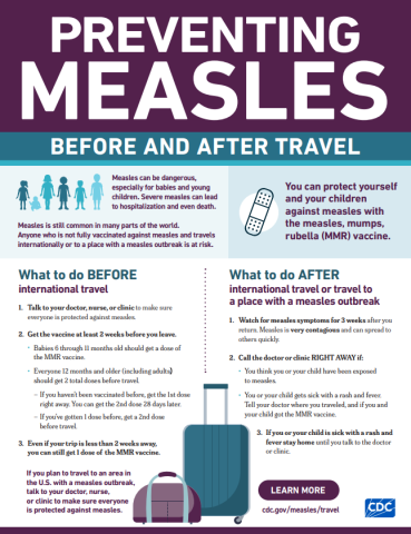 Preventing measles before and after travel