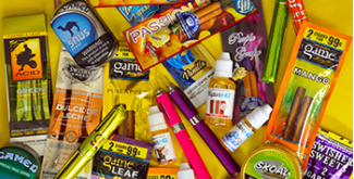Photo of different flavors of tobacco products.