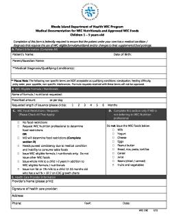 Documentation For WIC Formula And Approved WIC Children
