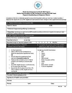 Documentation For WIC Formula And Approved WIC Foods For Women