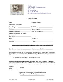Breast Pump Rental Agreement