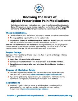 Knowing the Risks of Opioid Prescription Pain Medications