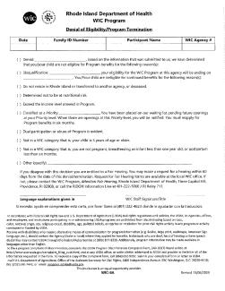 WIC 9A Denial of Eligibility Program Termination