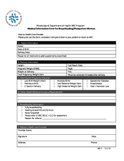WIC Medical Information Form For Breastfeeding Postpartum Women