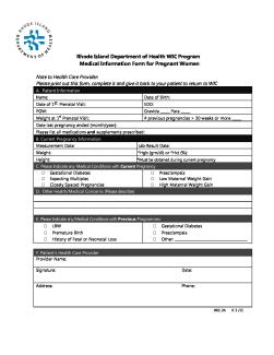 WIC Medical Information Form for Pregnant Women
