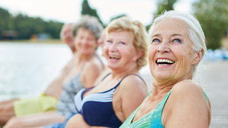 ladies smiling on the beach