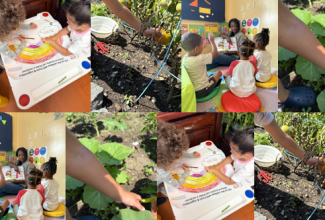 Picture of young children and healthy vegetables