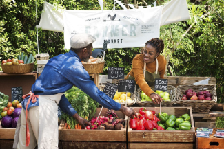 farm stand with fresh vegetables